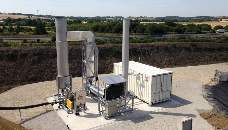 Biome-valorisation thermique-technologie Biochaude chaudière spéciale biogaz avec conteneur ThermiBiome.